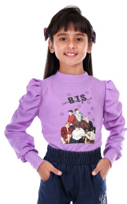 Nimoes Girls Casual Cotton Blend Top(Purple, Pack of 1)