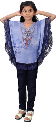 ARYANE1604 Girls Georgette Kaftan Top(Blue, Pack of 1)