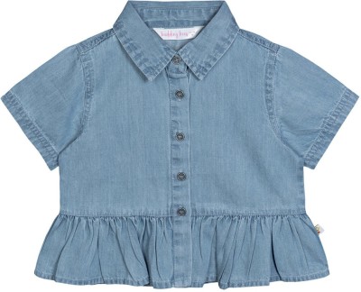 BUDDING BEES Baby Girls Casual Denim Top(Blue, Pack of 1)