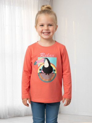 SAALVIA Girls Casual Cotton Lycra Blend Full Sleeve Top(Orange, Pack of 1)