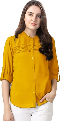 FASHIOFFLY Girls Casual Polycotton Shirt Style Top(Yellow, Pack of 1)