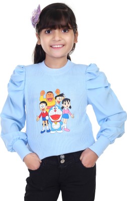 Nimoes Girls Casual Cotton Blend Top(Blue, Pack of 1)