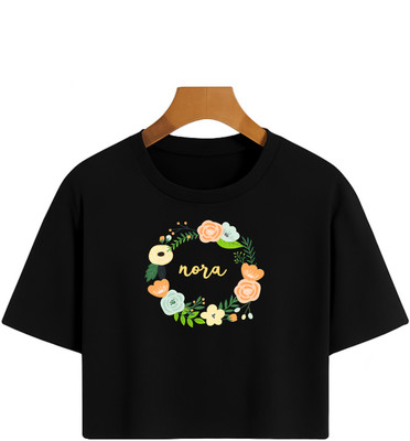 Loom & Line Girls Casual Cotton Blend Crop Top(Black, Pack of 1)