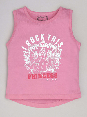 Ginie Girls Casual Pure Cotton Cami Top(Pink, Pack of 1)