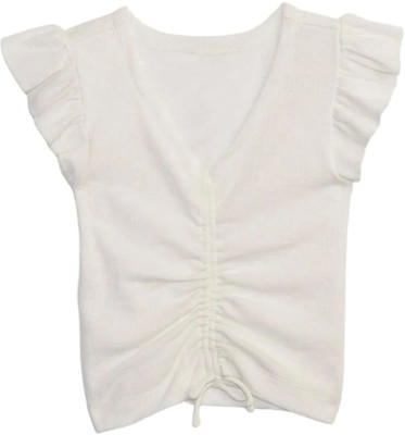 GAP Girls Casual Cotton Blend Knit Top(White, Pack of 1)