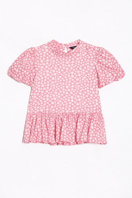 Allen Solly Girls Casual Pure Cotton Top(Pink, Pack of 1)