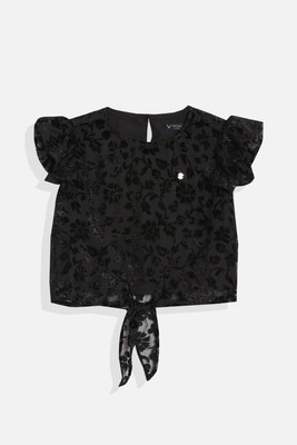 Allen Solly Girls Pure Cotton Top(Black, Pack of 1)
