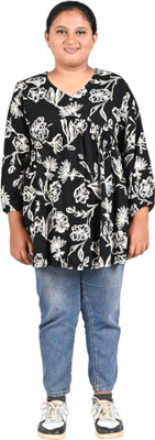 Jammer Girls Cotton Blend A-line Top(Black, Pack of 1)