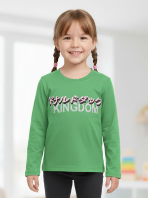 SAALVIA Girls Casual Lycra Blend Full Sleeve Top(Green, Pack of 1)