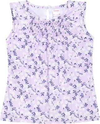 V-MART Girls Casual Cotton Blend Top(Purple, Pack of 1)