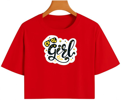 Loom & Line Girls Casual Cotton Blend Crop Top(Red, Pack of 1)