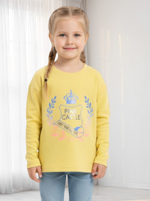 Pink Castle Girls Casual Cotton Lycra Blend Full Sleeve Top(Yellow, Pack of 1)