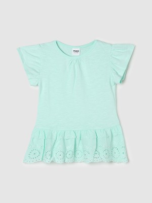 MAX Girls Casual Pure Cotton Top(Light Blue, Pack of 1)