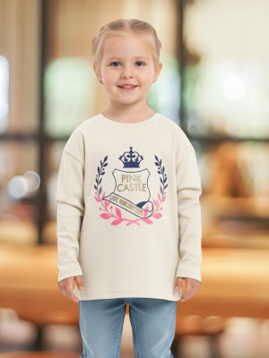 Pink Castle Girls Casual Cotton Lycra Blend Full Sleeve Top(White, Pack of 1)