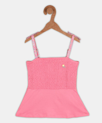 United Colors of Benetton Girls Casual Pure Cotton Top(Pink, Pack of 1)