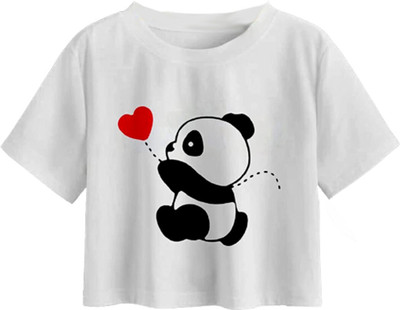 100LUCK Girls Casual Cotton Blend Crop Top(White, Pack of 1)