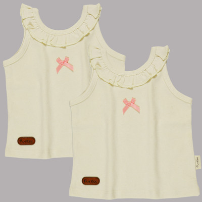Puritee Baby Girls Casual Pure Cotton Off Shouldered Top(White, Pack of 2)