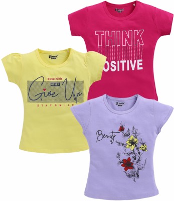 ETEENZ Girls Casual Pure Cotton Top(Multicolor, Pack of 3)
