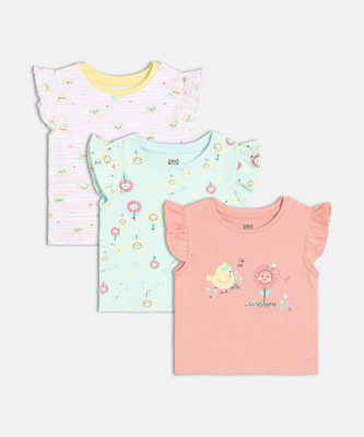 MINI KLUB Baby Girls Casual Cotton Blend Knit Top(Multicolor, Pack of 3)