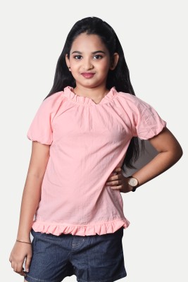 radprix Girls Casual Pure Cotton Blouson Top(Pink, Pack of 1)