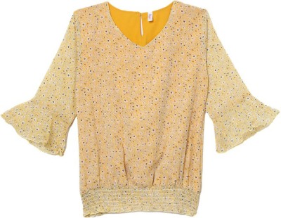 V-MART Girls Casual Pure Cotton Top(Yellow, Pack of 1)