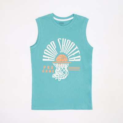 Pantaloons Junior Girls Cotton Blend A-line Top(Blue, Pack of 1)