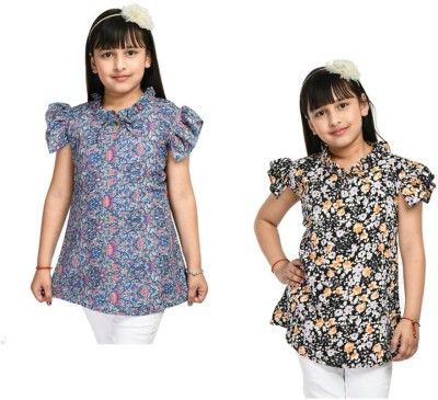 IndiWeaves Girls Casual Crepe Top(Multicolor, Pack of 2)