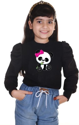 sunbrust Girls Casual Cotton Blend Full Sleeve Top(Black, Pack of 1)