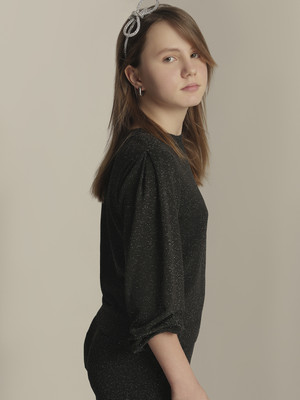 VERO MODA Girls Casual Polyester A-line Top(Black, Pack of 1)