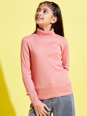 Noh.Voh - SASSAFRAS Kids Girls Casual Polyester Blend Full Sleeve Top(Pink, Pack of 1)