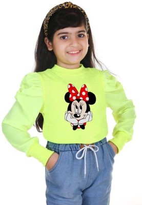 CAPRICOS Girls Casual Cotton Blend Full Sleeve Top(Light Green, Pack of 1)