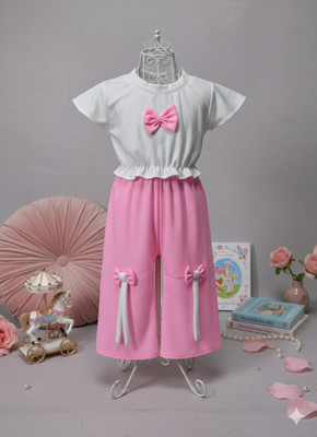 Ayesha Fashion Baby Girls Casual Cotton Blend A-line Top(Pink, Pack of 1)