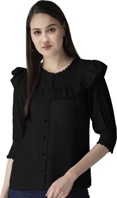 oriexfabb Girls Casual Polycotton Top(Black, Pack of 1)