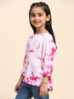maaesa Girls Casual Pure Cotton Top(Pink, Pack of 1)