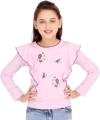 Cutecumber Baby Girls Casual Polyester Full Sleeve Top(Pink, Pack of 1)