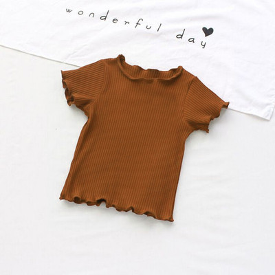 NT CLOTHING Girls Casual Cotton Blend Crop Top(Brown, Pack of 1)