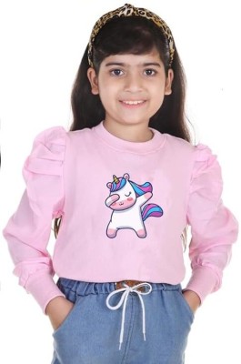KLYYZEN Girls Casual Cotton Blend Full Sleeve Top(Pink, Pack of 1)
