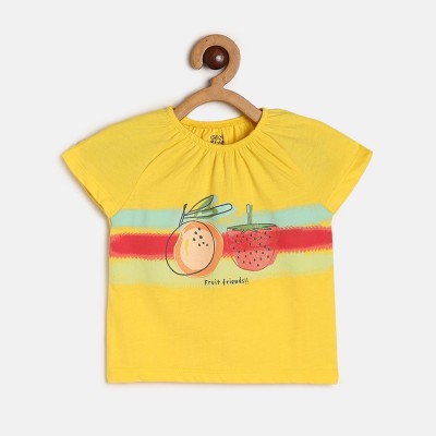 MINI KLUB Baby Girls Casual Pure Cotton Knit Top(Yellow, Pack of 1)