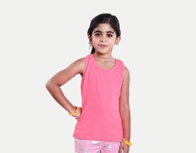 radprix Girls Casual Pure Cotton Tank Top(Pink, Pack of 1)