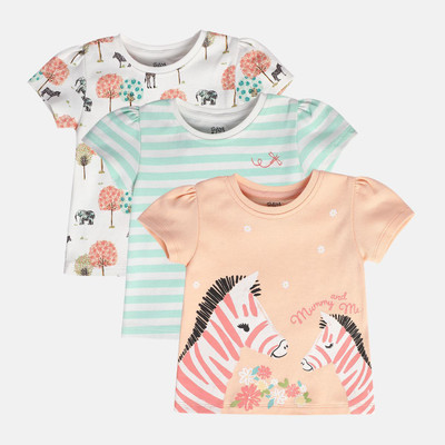 MINI KLUB Baby Girls Casual Pure Cotton Knit Top(Multicolor, Pack of 3)