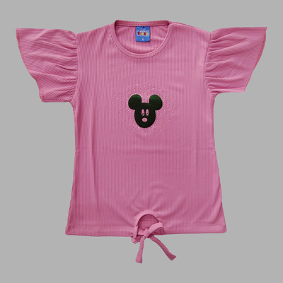 Little Funnky Girls Cotton Blend Tunic Top(Pink, Pack of 1)