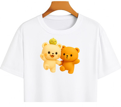 Loom & Line Girls Casual Cotton Blend Crop Top(White, Pack of 1)