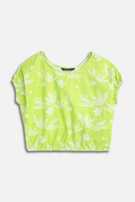 Allen Solly Girls Casual Pure Cotton Top(Green, Pack of 1)