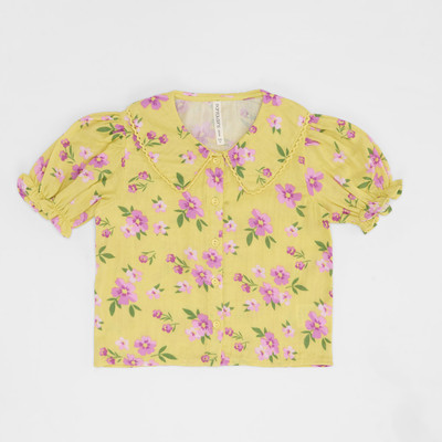 Pantaloons Junior Girls Cotton Blend A-line Top(Yellow, Pack of 1)