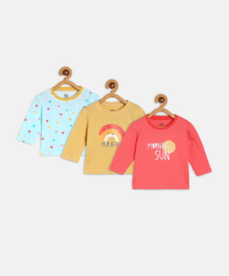 MINI KLUB Baby Girls Cotton Blend A-line Top(Multicolor, Pack of 3)
