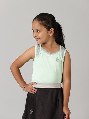 KiddoPanti Girls Casual Polyester Blend Top(Green, Pack of 1)