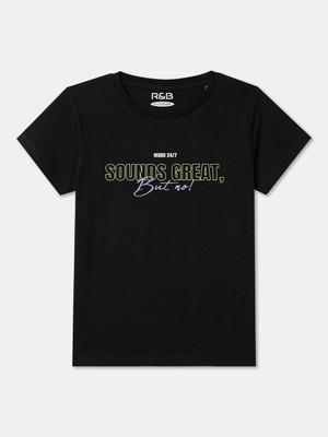 R&B Girls Pure Cotton A-line Top(Black, Pack of 1)