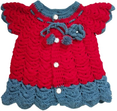 NILU CRAFT Baby Girls Casual Wool Blend Knit Top(Red, Pack of 1)