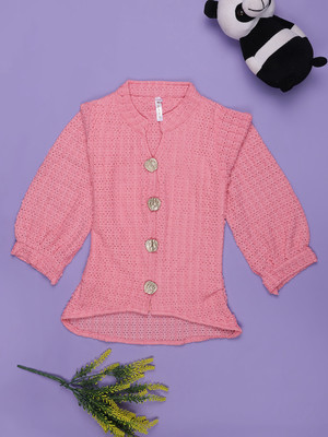 V-MART Girls Casual Polyester Top(Pink, Pack of 1)