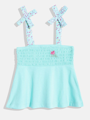 United Colors of Benetton Girls Cotton Blend Top(Blue, Pack of 1)
